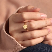 Mois Naissance Fleur Ovale Chevalière Anneaux Femmes 2023 Acier Inoxydable Marguerite Violet Bague de Doigt Bijoux Esthétique Bague de Cadeau d'Anniversaire