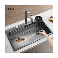 Offre Spéciale Nano porte-couteau tasse rondelle multifonction cascade robinet évier de cuisine moderne intelligent 304 évier en acier inoxydable cuisine