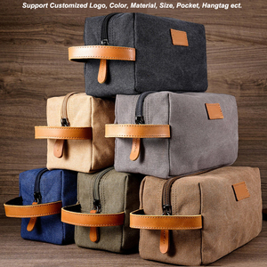 Bolsa de Aseo de Lona y Cuero con Logotipo Personalizado de Fábrica de Guangzhou, Bolsa de Aseo para Hombre, <span class=keywords><strong>Neceser</strong></span> de Viaje para Hombre - Product Image 6