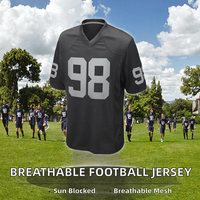 Atmungsaktives 100% Polyester Mesh American Football Trikot mit Wärmeübertragungsdruck, Kurze Ärmel, für Erwachsene, Individueller Name, Nummer, Logo, Übergröße