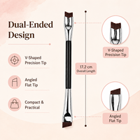 Pinceau de maquillage double embout 2-en-1, pinceau plat de précision en forme de V et angulaire