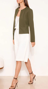 Blazer Informal Formal para Mujer, Corto, de Color Sólido, Cuello Redondo, Algodón Transpirable, Bordado a Mano, Traje para Mujer - Product Image 6