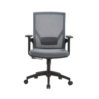 Chaise de bureau ergonomique pivotante à dossier mi-haut en maille pour projets d'appel d'offres en ingénierie, avec accoudoirs réglables et soutien lombaire