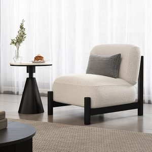 Fauteuil moderne en bois massif, chaise d'appoint rembourrée, siège confortable pour salon, chambre à coucher, hôtel - Product Image 1