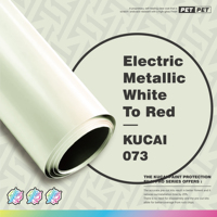 KUCAI 1.52*17meter Stiker Bungkus Mobil Elektrik Metalik Putih ke Merah PET Gloss Crystal Warna Vinyl Kustom