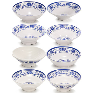 Tazón de plástico azul y blanco imitación porcelana, grande, comercial, para fideos, para hotel y restaurante - Product Image 1