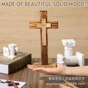 Croix en bois 3D, décoration de table, ornement de bénédiction, design traditionnel pour baptême et usage religieux - Product Image 4