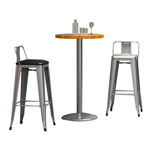 European Modern Industrial Style <strong>High</strong> <strong>Table</strong> <strong>and</strong> <strong>Stool</strong> Set with Solid Wood Iron Frame Backrest for Kitchen Gym Use - Product Image 5
