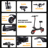Stock entrepôt UE Trottinette électrique à deux roues en alliage d'aluminium 11 pouces 1600W 18Ah J-15Max avec contrôle par application, étanche et pliable