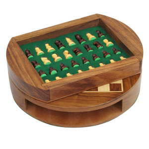 Factory Direct Unisex <strong>Wooden</strong> <strong>Chess</strong> <strong>Set</strong> Magnetic Mini Build Storage Kids Adults Family Leisure Travel Game Sessions High Quality - Product Image 5