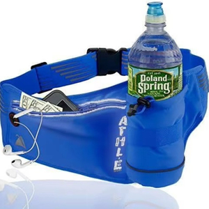 Pack d'échantillons gratuit : ceinture de course sportive avec porte-bouteille et 2 poches zippées pour iPhone, Samsung - Product Image 1
