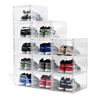 Boîte de rangement pour chaussures personnalisable, boîte à chaussures en plastique recyclable translucide, anti-poussière, empilable, avec aimant
