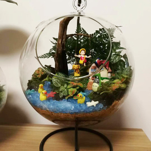 FL-266 Luft Pflanze Glaskugel Terrarium Container Vase mit offenen hängenden Kerzenhalter für Hochzeiten Klarglas Karton Verpackung - Product Image 3