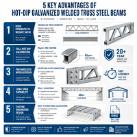Système de construction préfabriqué en poutres de charpente en acier galvanisé, personnalisable, anticorrosion, durable et pré-percé