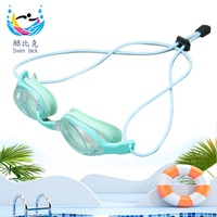 Lunettes de natation unisexes pour adultes et enfants, étanches, anti-buée, en silicone, colorées, électroplaquées, avec cordon, pour le commerce transfrontalier