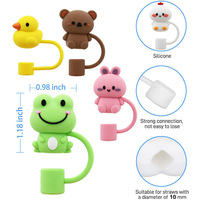 Capuchon de paille en silicone de série d'animaux marins de conception créative de dessin animé