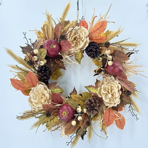 Autunno foglia d'acero zucca Pinecone <span class=keywords><strong>apple</strong></span> porta d'ingresso ghirlanda per il ringraziamento e decorazioni di Halloween