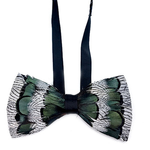 Custom Handmade Natural Brooch Lapel Pin Feather Bow Tie for Wedding Accessory <strong>Party</strong> Men Tuxedo Necktie Costume Clothing - Product Image 4
