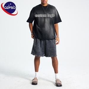 Personalizado de alta calidad 230gsm Color Gradual Tee Hombres Vintage Oversize algodón camiseta Dtg impresión gráfica patrón ácido lavado camiseta - Product Image 2