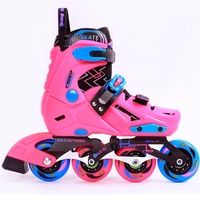 Patins à roulettes professionnels ajustables à semelle rigide et paillettes pour enfants, 4 roues avec roulettes lumineuses, chaussures de roller d'extérieur