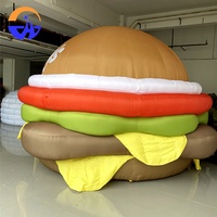 Simulation d'un restaurant fast-food hamburger et frites pour les activités de plein air, modèle de hamburger de dessin animé gonflable