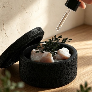 Pot à bougie en céramique nordique simple avec couvercle, vide, pour fabrication de bougies DIY, pot à bougie en ciment parfumé pour décoration intérieure et bureau - Product Image 4