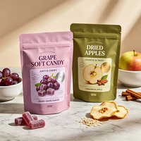 Sacs à fermeture éclair personnalisés imprimés pour bonbons, emballages alimentaires en plastique, sachets à fond plat pour fruits secs et snacks
