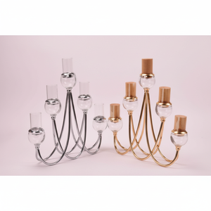 Candelabro de cristal plateado elegante 39x85x47cm decoración del hogar y evento boda candelabro de cristal adecuado - Product Image 1