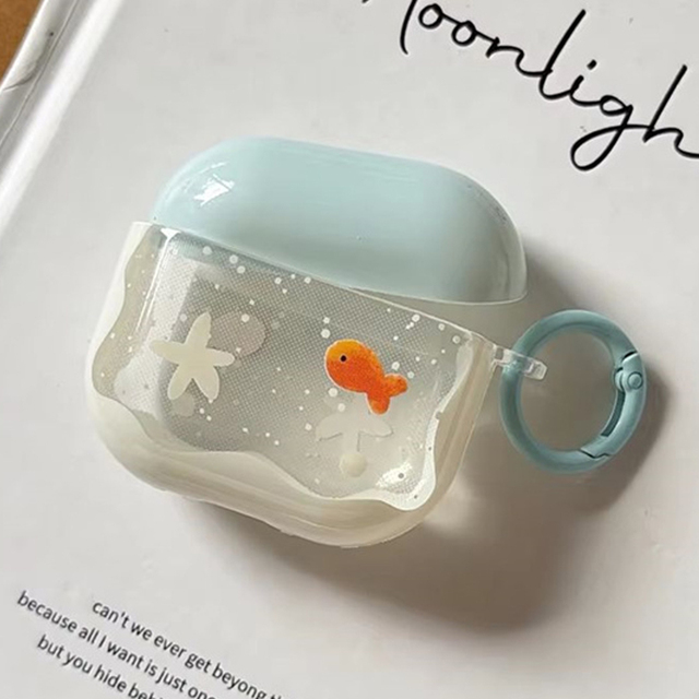 Simple Korean Cute Fish Pattern Protective Earphone Case Suitable for AirPods 1 2 3 4 Pro Pro2 Wireless Charging Box Cases
