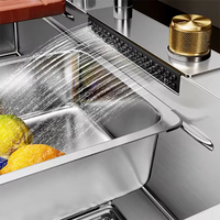Évier de cuisine 30 pouces avec robinet cascade intégré en acier inoxydable, évier cascade multifonctionnel pour comptoir de cuisine