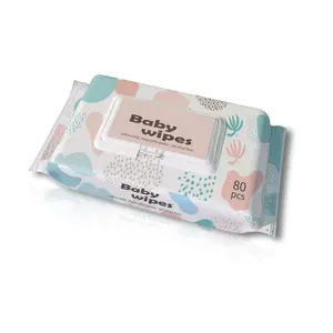 Meilleure vente de lingettes nettoyantes biologiques jetables de marque privée personnalisables et imprimées 99.9% biodégradables hypoallergéniques pour bébés - Product Image 3