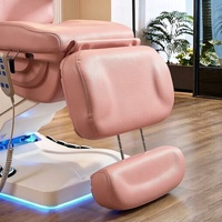 Fauteuil Esthétique Électrique Marron 3/4 Moteurs, Table de Spa Réglable avec Lumière, Lit de Beauté Facial et pour Extensions de Cils