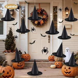 YACHEN - Juego <span class=keywords><strong>de</strong></span> 12 Sombreros <span class=keywords><strong>de</strong></span> <span class=keywords><strong>Bruja</strong></span> Reutilizables para Halloween, Sombreros <span class=keywords><strong>de</strong></span> Mago Negros Colgantes <span class=keywords><strong>con</strong></span> Hilo <span class=keywords><strong>de</strong></span> Pescar para Decoración <span class=keywords><strong>de</strong></span> Fiestas - Product Image 1