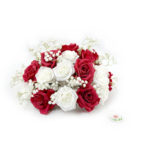 Haut de gamme 60CM rouge et blanc Rose fleur artificielle pièce maîtresse pour arches de mariage/décoration de scène d'événement