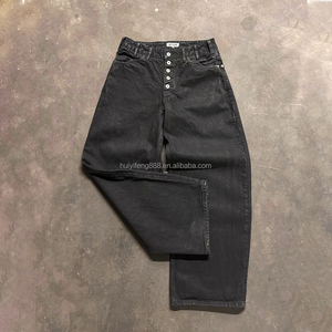Jeans en denim ciré de luxe sur mesure pour hommes, coupe oversize et baggy, par un fabricant de denim de créateur - Product Image 1