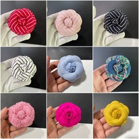 Ultra-élégant été 6.6cm petit parfumé camélia Corsage écharpe tissu rayé séchage rapide accessoire chaussures sacs nouveau Polyester