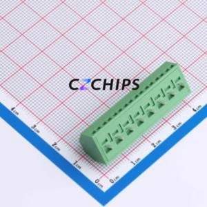 DB127S-5.0-8P-GN-S Screw Terminal Block Through hole Component (THT),P=5mm Connector 1x8P 5mm Green Through Hole - Product Image 2