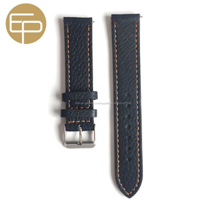 personnalisé bleu marine doux veau véritable bracelet de montre en cuir avec doublure orange 14 16 18 20 22 24 26mm - Product Image 2