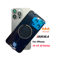 Verre arrière avec anneau magnétique préinstallé pour iPhone 16 15 14 Plus Pro Max, coque arrière, châssis, cadre, plaque métallique