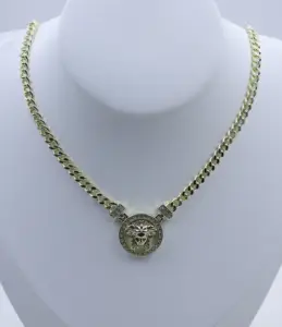 مجموعة مجوهرات فاخرة مطلية بالذهب عيار 14 قيراطًا للسيدات عقد نحاسي على شكل حيوانات مجموعة مجوهرات على شكل أسد