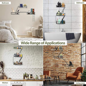 Présentoir de plantes en forme de Z moderne-Finition or noir, effet flottant minimaliste pour la maison/café - Product Image 3