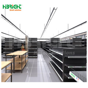 Hot Commercial One-Stop Retail Solution Black Supermarket Racks Diseño de hierro resistente para diseño de tienda de comestibles Estilo ligero - Product Image 2