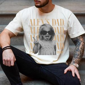 เสื้อยืดลายพิมพ์รูปพ่อแบบส่วนตัว แขนสั้น ผ้าฝ้ายเจอร์ซีย์ 100% ของขวัญวันพ่อสำหรับผู้ชาย - Product Image 3