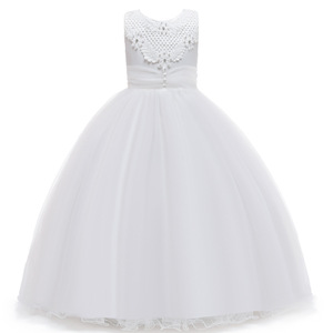Childrens Princess Dress White Tulle Sleeveless Flower Girl Wedding Party Performance Wear Girls Stage Costume - Product Image 4