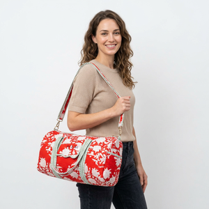 <b>Large</b> Capacity Screen Printed Cotton Quilted Travel <b>Bag</b> Stylish Fashionable Quilted Weekend Overnight Duffle Tote <b>Bag</b> for Mom - Product Image 1