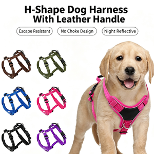 Correa de pecho para perros con asa de cuero en forma de I, transfronteriza, para perros pequeños, medianos y grandes, con cuerda de tracción antideslizante y cadena para perros - Product Image 6