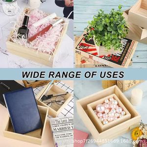 Solid Wood Storage Box <b>Square</b> Engraved Floral Design Desktop Organizer Decorative Gift Box Multi Functional <b>Bins</b> - Product Image 2