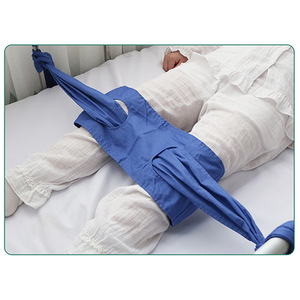 Sangles de contention pour jambes, vertes et bleues, conception droite pour patients alités avec barreaux de lit - Product Image 3