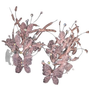 Accesorios para el Cabello de Novia, Color Rosa, con Mariposas, Cristales y Borlas, Horquillas para el Cabello de Alta Calidad, Set de Accesorios para Maquillaje de Novia - Product Image 5