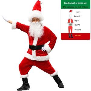 Costume de Père Noël de Luxe pour Adultes Costume de Père Noël Homme Rouge Deluxe Noël Clause Outfit Cosplay Xmas Set avec Chapeau Moustache - Product Image 3